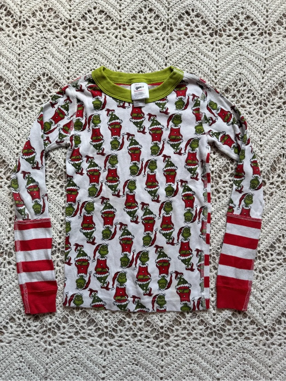 Hanna Andersson Kids Holiday Grinch Pajama Set Green & Red Organic Cotton 6/7